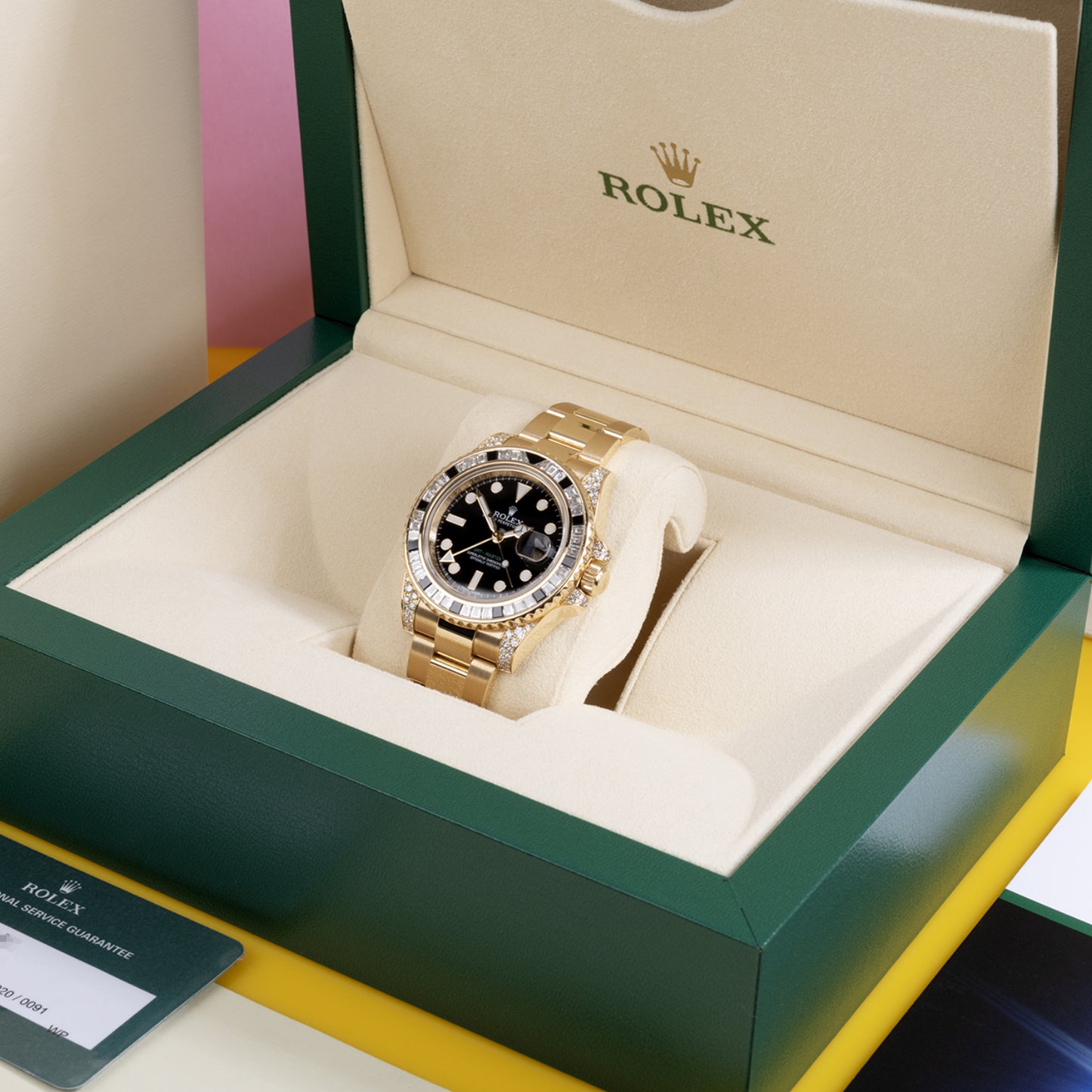 GMT Master II 18k Yellow Gold Diamond Black Sapphire 116758SANR