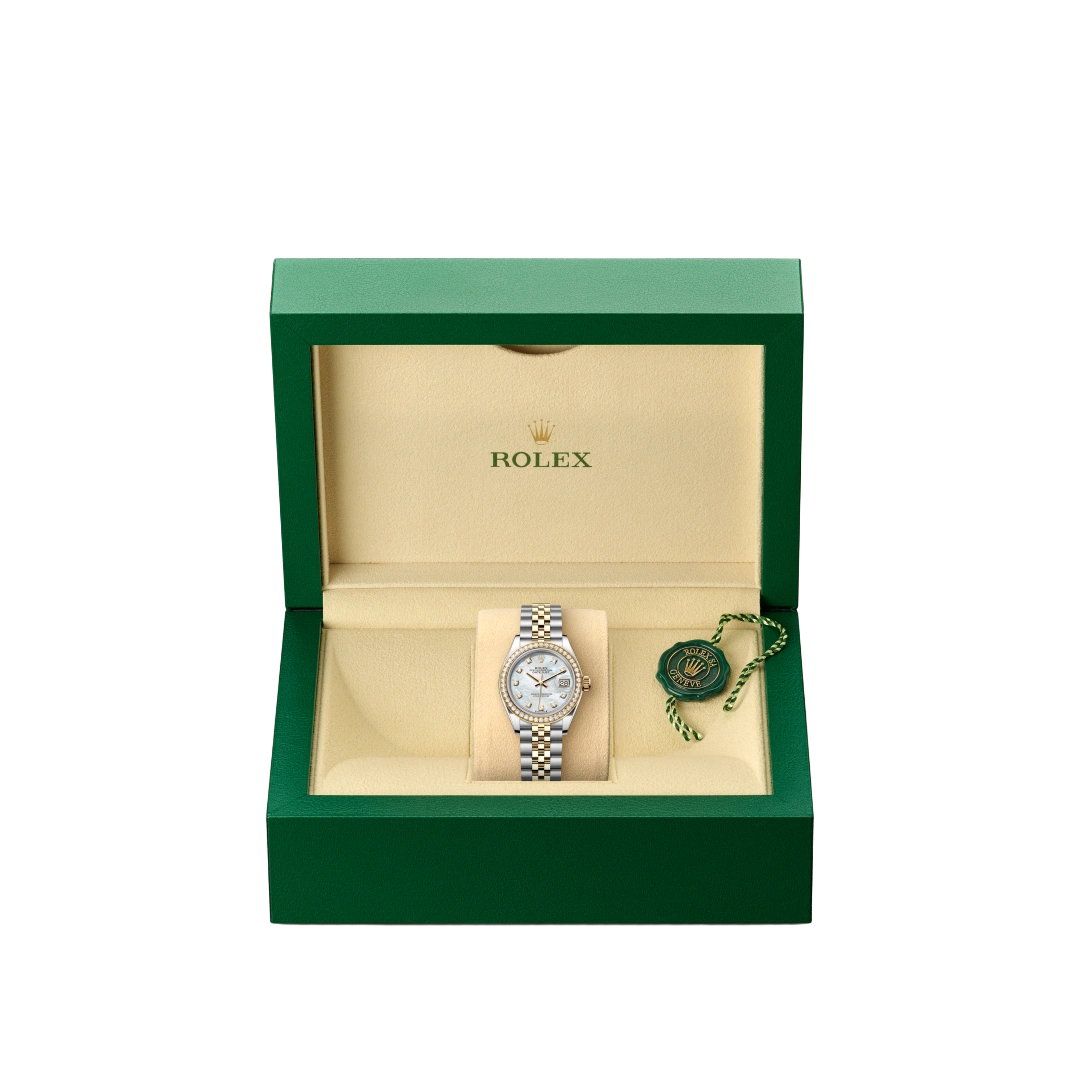 Lady-Datejust 28mm 279383RBR-0019 Oystersteel Mother of Pearl Diamond Dial Diamond Bezel Jubilee