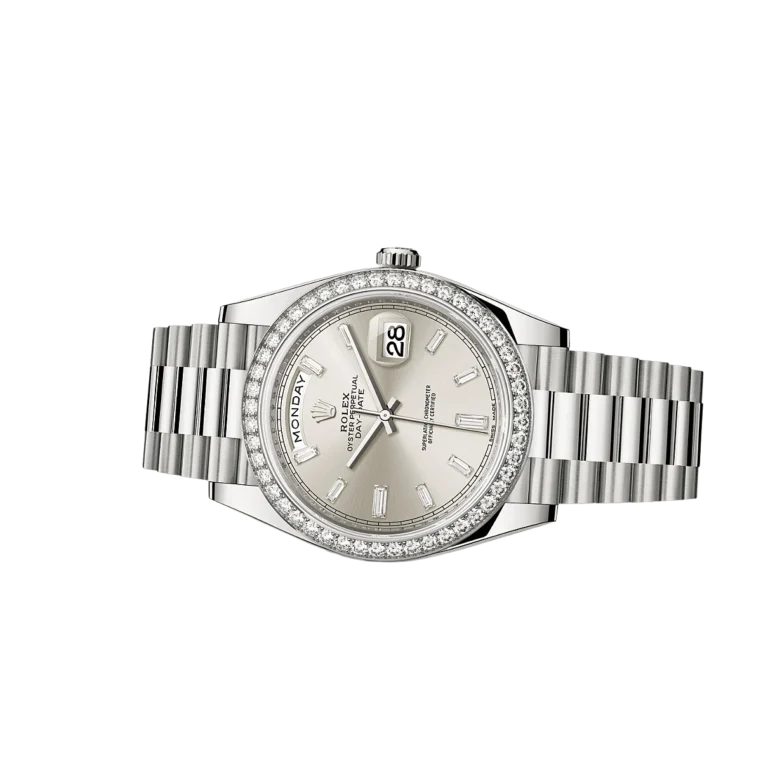 Day-Date 40mm Silver Dial 18 kt White Gold Diamonds 228349RBR-0001