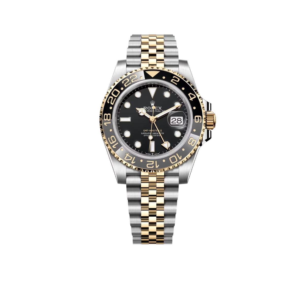 GMT-Master II  40mm Stainless Steel Yellow Gold Black Dial Jubilee 126713GRNR-0001