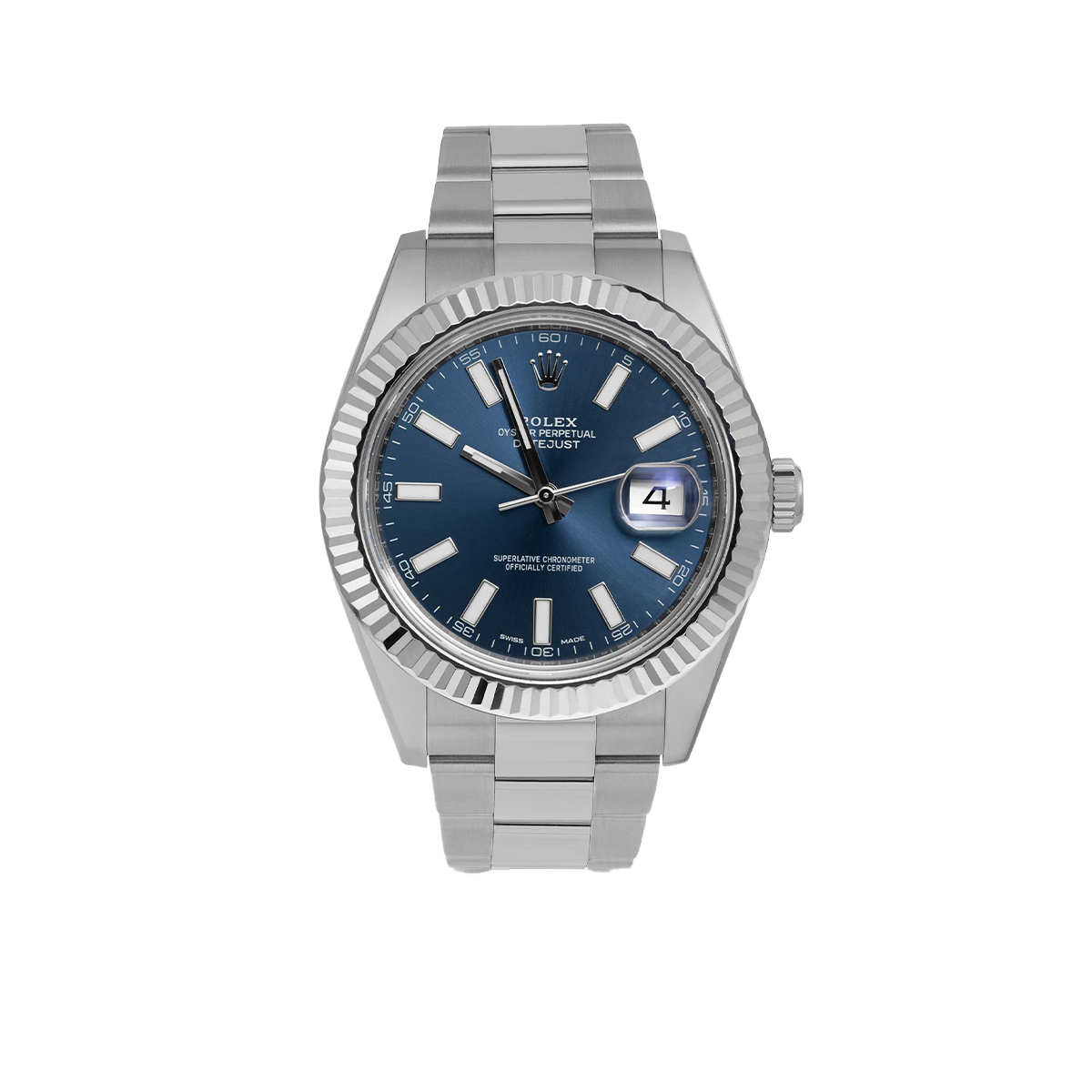 Datejust 116334 Fluted Bezel Watch 41mm Blue Index Dial