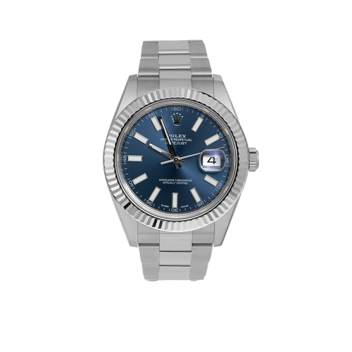 Datejust 116334 Fluted Bezel Watch 41mm Blue Index Dial