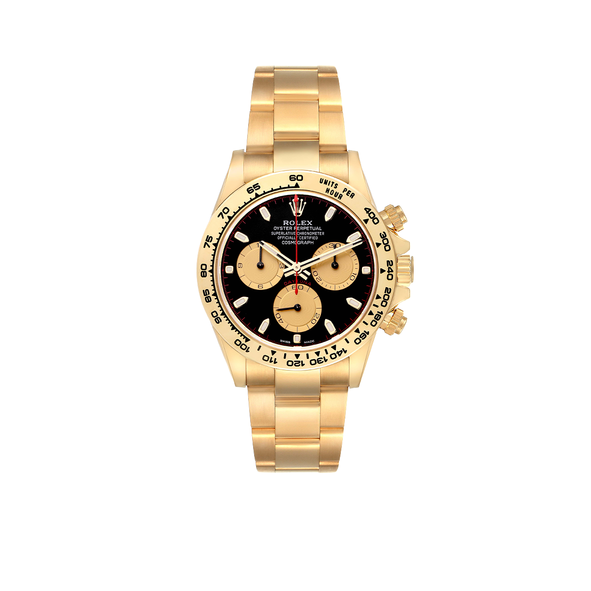 Daytona 40mm Black Dial Yellow Gold Mens Automatic Watch 116508
