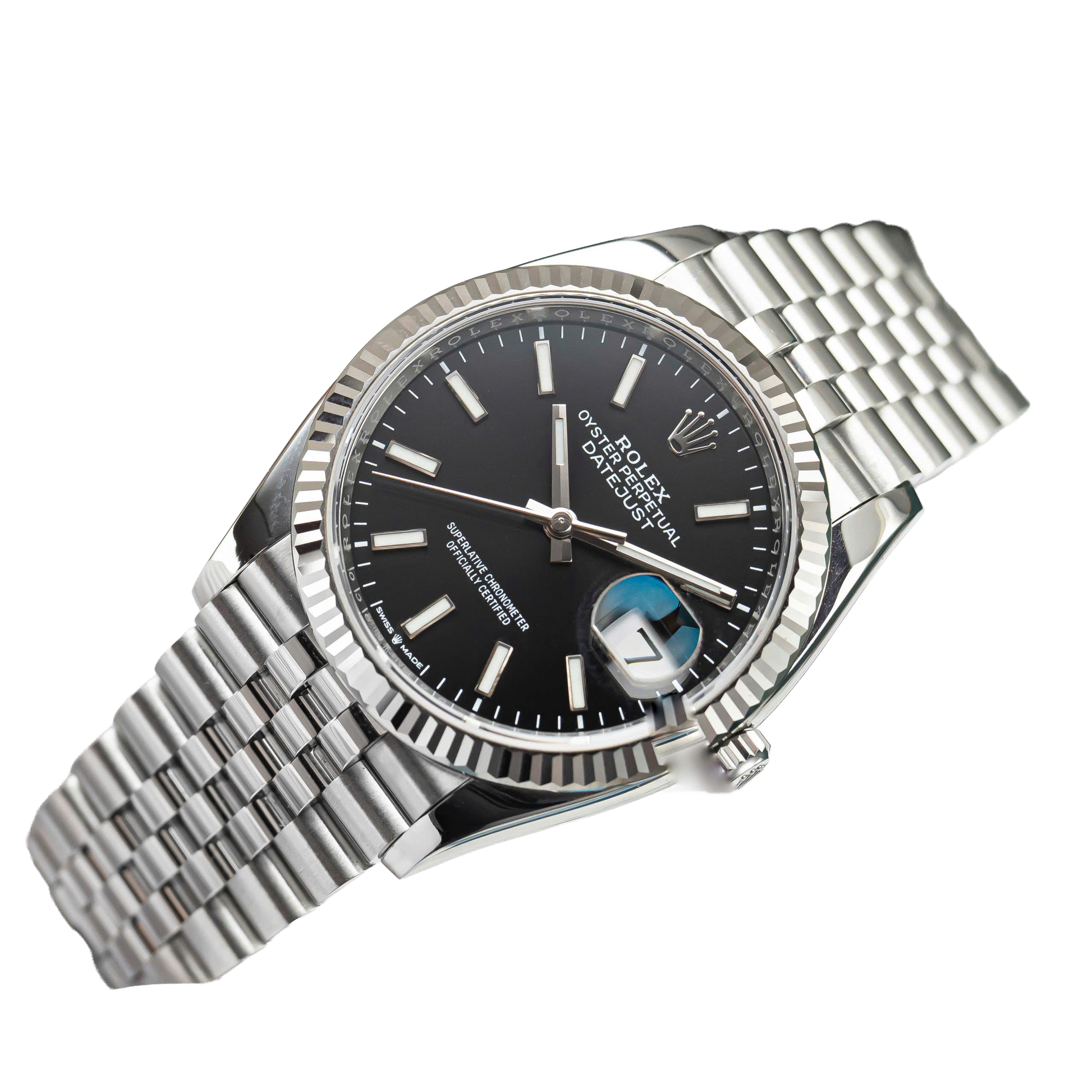 Datejust 41mm Steel White Gold Black Dial Mens Watch m126334-0018