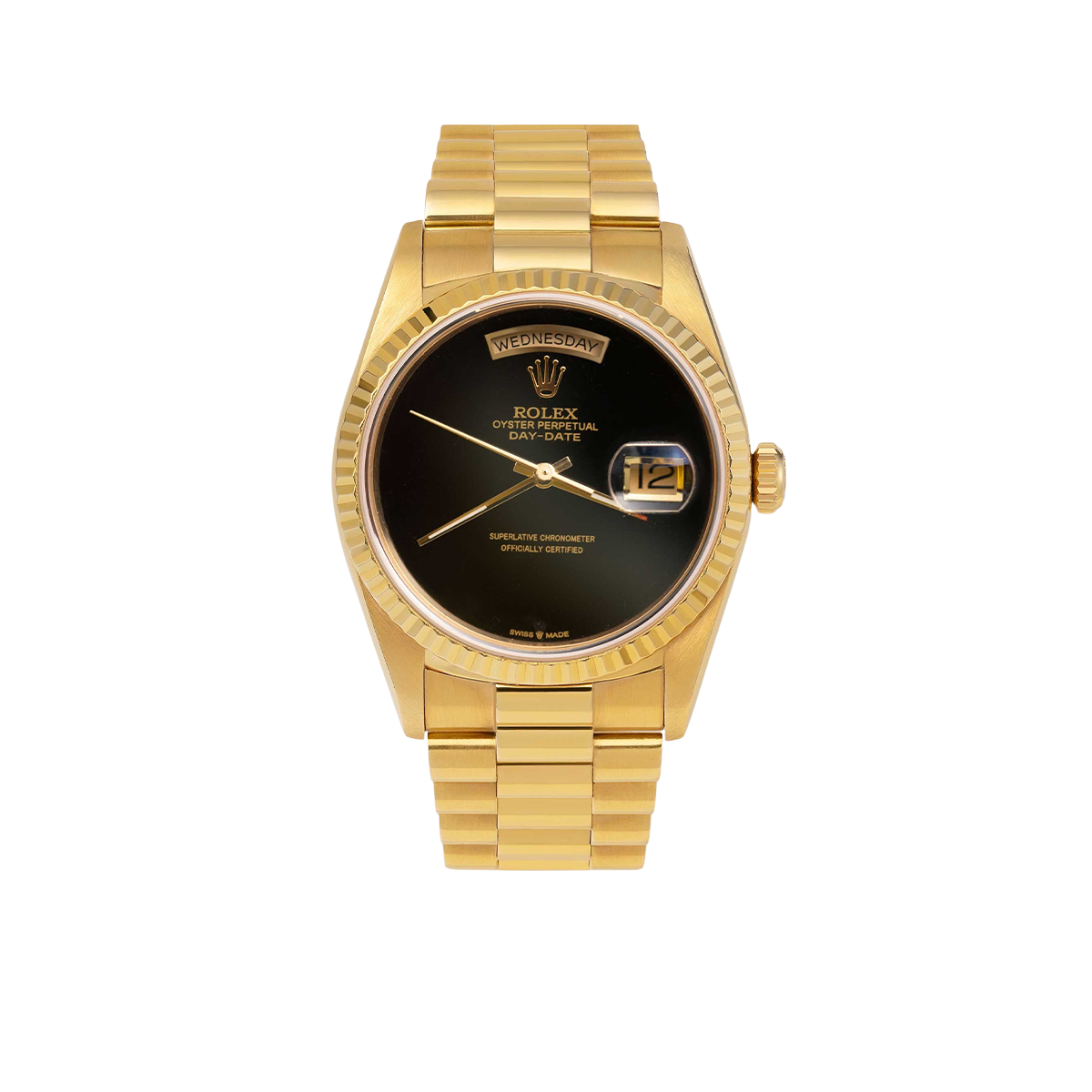 Presidential Rolex Day-Date 18038 Watch 36mm Black Onyx Dial 18K Yellow Gold