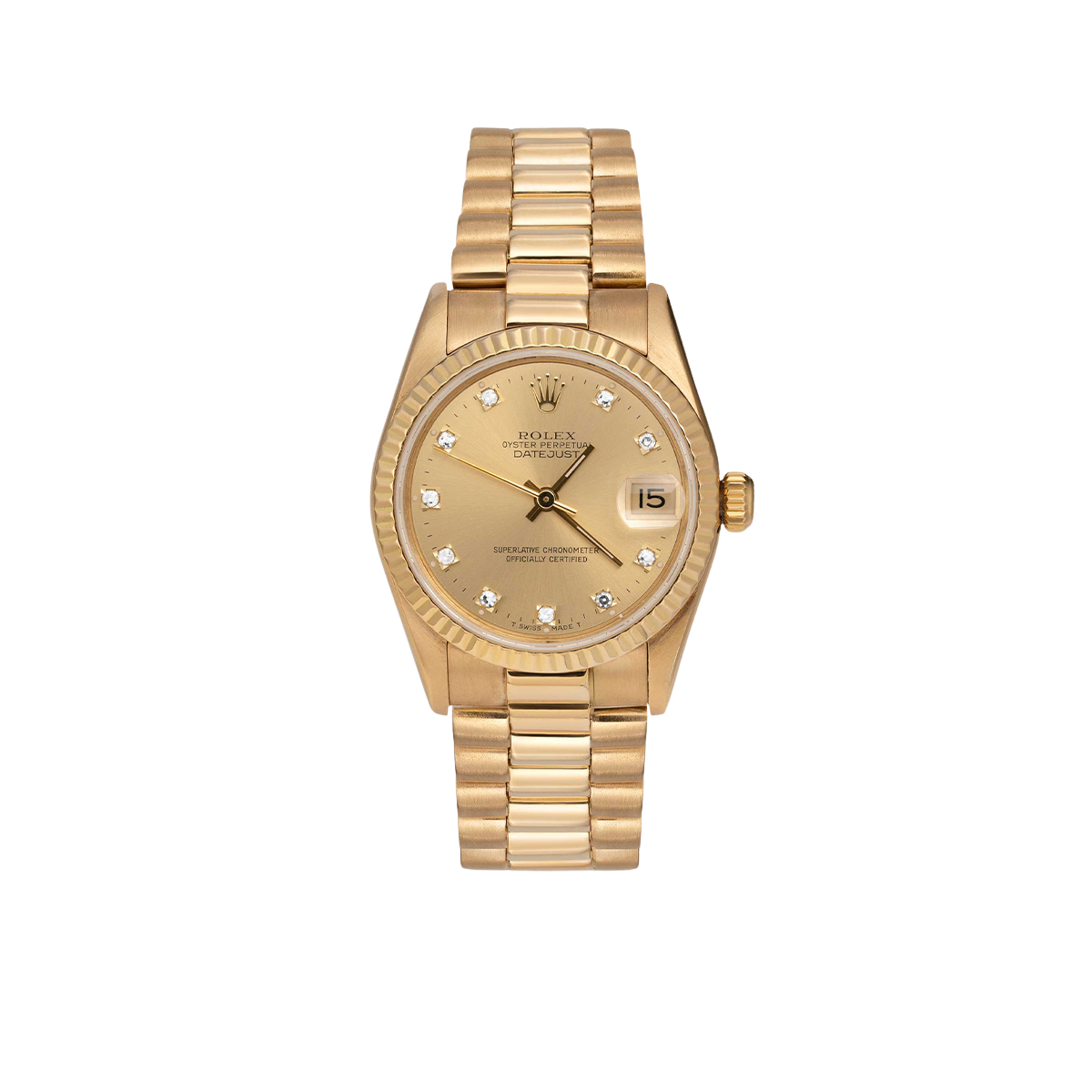 Presidential Rolex Datejust 68278 Fluted Bezel Watch 31mm Diamond Dial