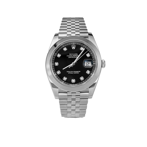 Datejust 126300 Smooth Bezel Watch 41mm Black Diamond Dial