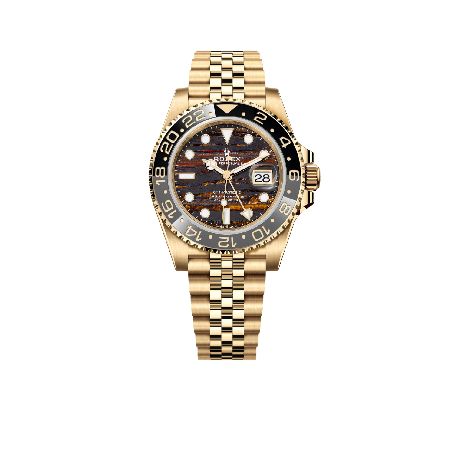 GMT-Master II 40mm Yellow Gold Tiger Iron Dial Jubilee 126718GRNR