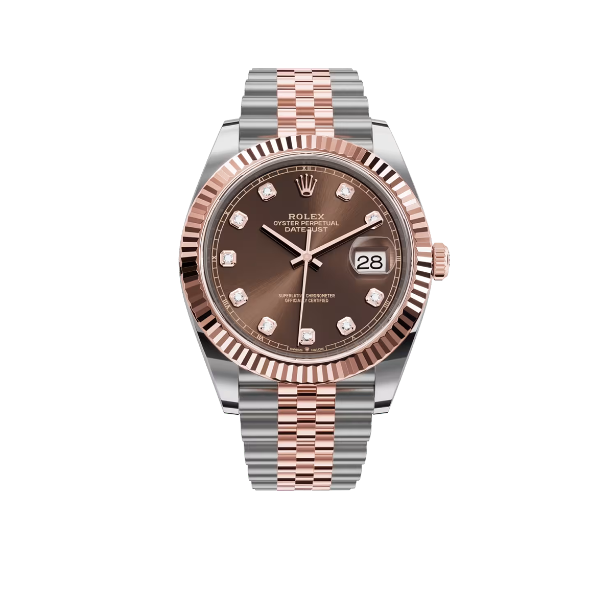 Datejust 41MM 126331 Chocolate Diamond Dial Fluted Bezel Two Tone Rose Gold Jubilee Bracelet
