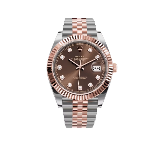 Datejust 41MM 126331 Chocolate Diamond Dial Fluted Bezel Two Tone Rose Gold Jubilee Bracelet