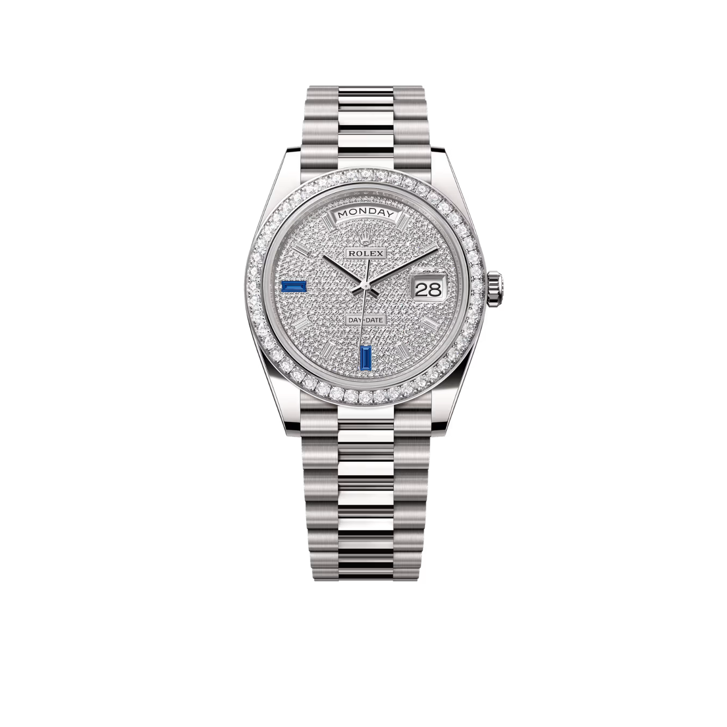 Day-Date 40 President White Gold Diamond Paved Dial with Sapphires 228349RBR