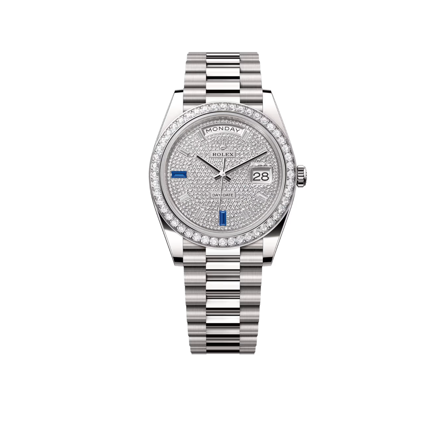 Day-Date 40 President White Gold Diamond Paved Dial with Sapphires 228349RBR