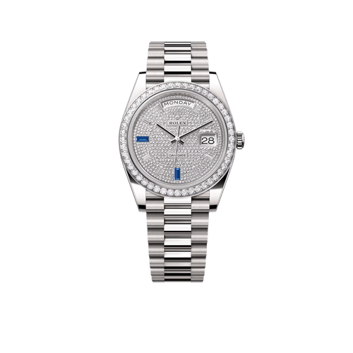 Day-Date 40 President White Gold Diamond Paved Dial with Sapphires 228349RBR