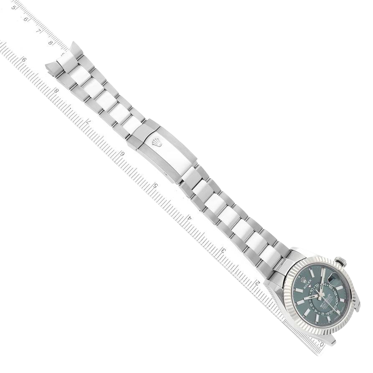 Sky-Dweller 42mm Steel White Gold Green Dial Mens Watch 336934