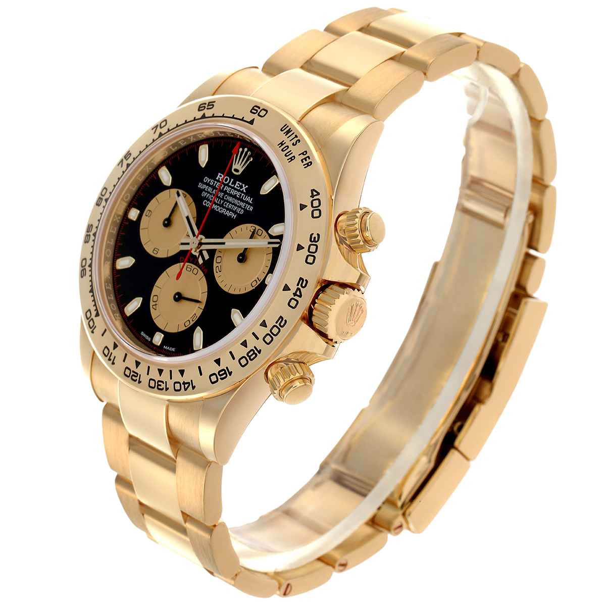 Daytona 40mm Black Dial Yellow Gold Mens Automatic Watch 116508