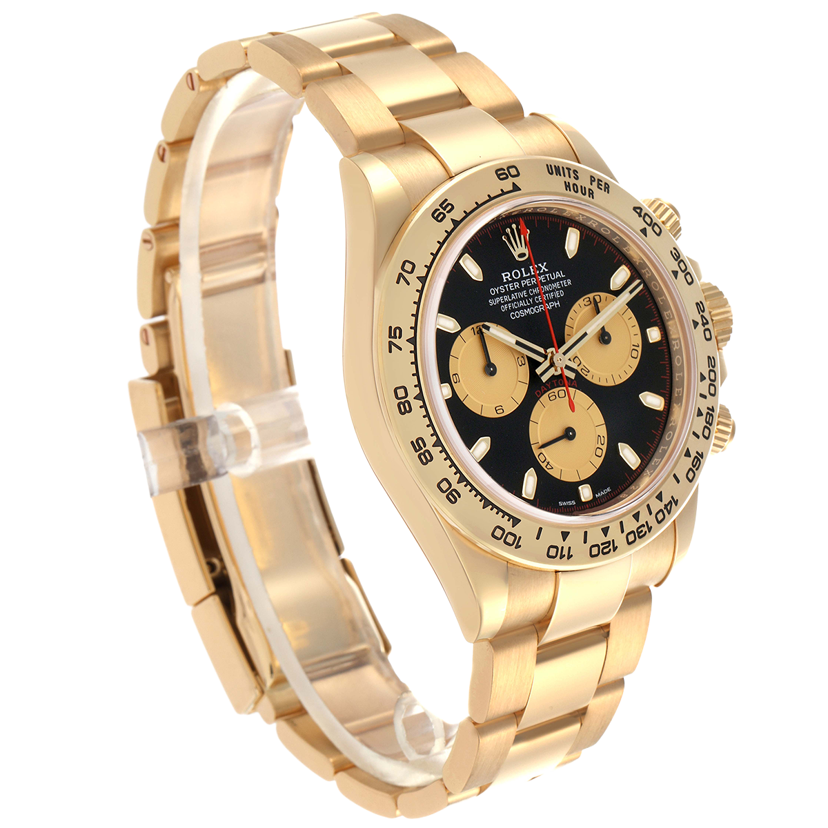 Daytona 40mm Black Dial Yellow Gold Mens Automatic Watch 116508