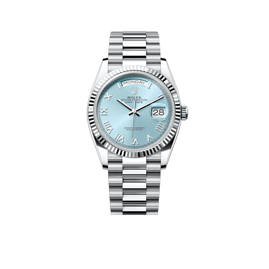 President Day-Date 36mm Platinum Ice Blue Mens Watch 128236-0008