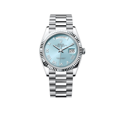 President Day-Date 36mm Platinum Ice Blue Mens Watch 128236-0008