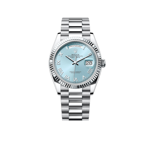 President Day-Date 36mm Platinum Ice Blue Mens Watch 128236-0008