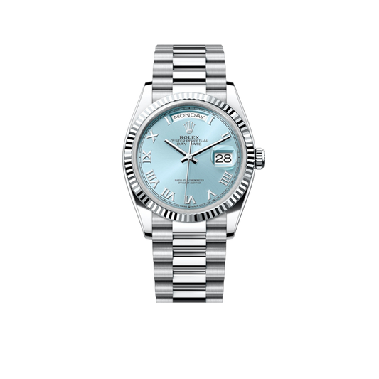 President Day-Date 36mm Platinum Ice Blue Mens Watch 128236-0008