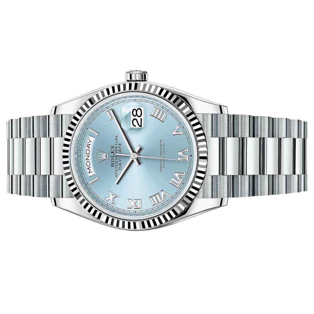 President Day-Date 36mm Platinum Ice Blue Mens Watch 128236-0008