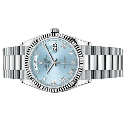 President Day-Date 36mm Platinum Ice Blue Mens Watch 128236-0008