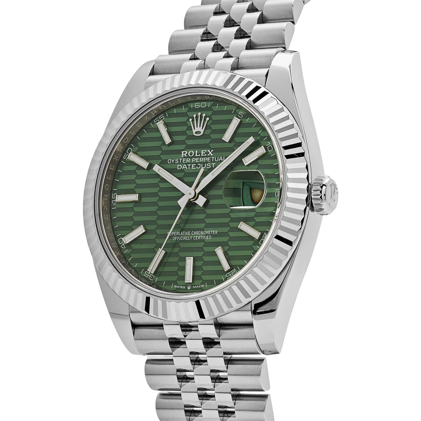 Datejust 41 126334 Stainless Steel Green Motif Dial Jubilee