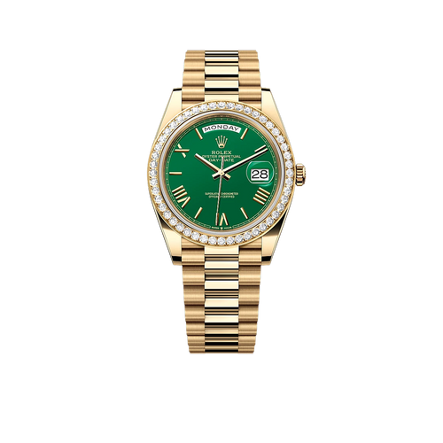 Day-Date 40 Yellow Gold Green Roman Numeral Dial Diamond Bezel M228348RBR-0040