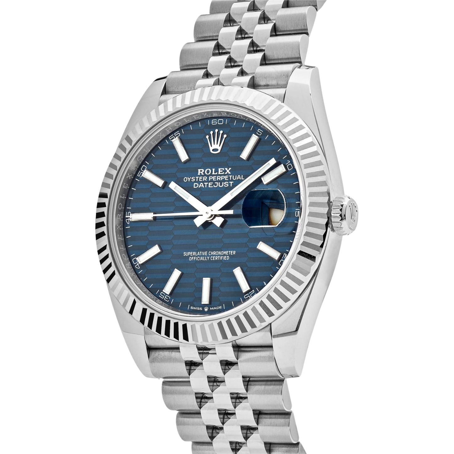 Datejust 41mm 126334 Stainless Steel Fluted Motif Blue Dial Jubilee