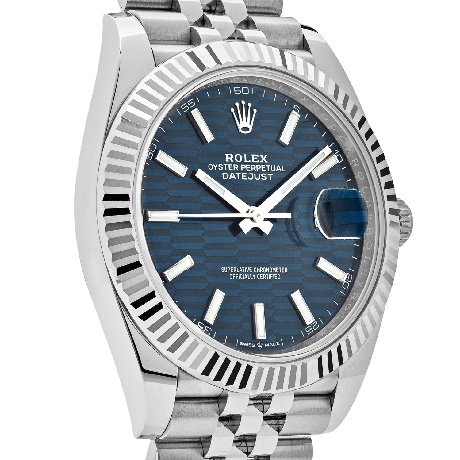 Datejust 41mm 126334 Stainless Steel Fluted Motif Blue Dial Jubilee