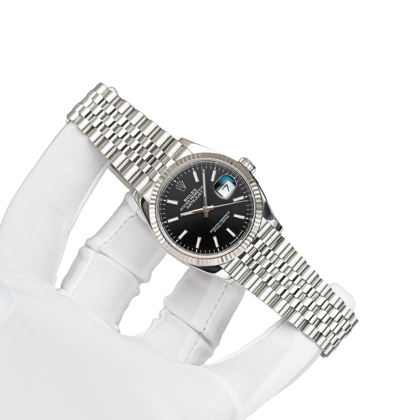 Datejust 41mm Steel White Gold Black Dial Mens Watch m126334-0018