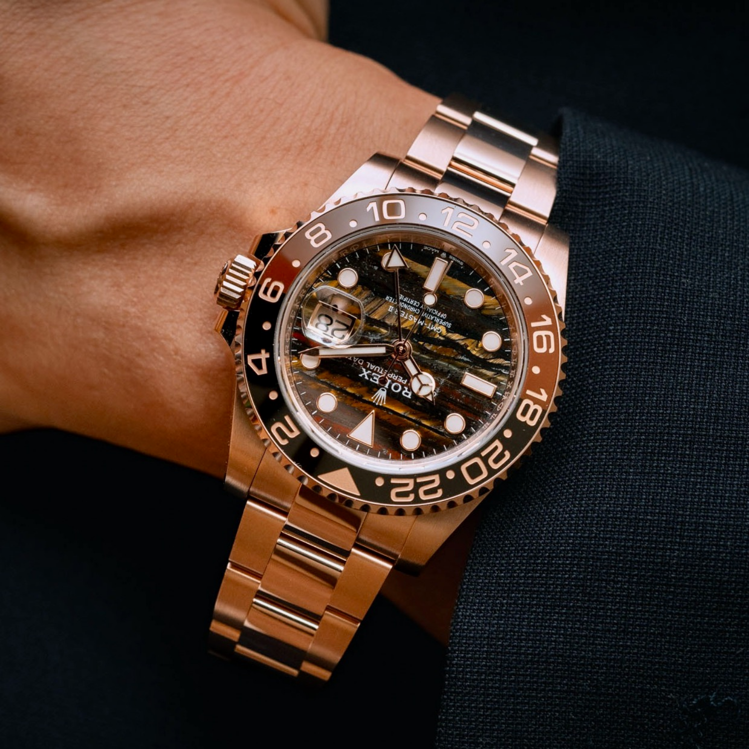 GMT-Master II 40mm Rose Gold Tiger Iron Dial Oyster 126715CHNR