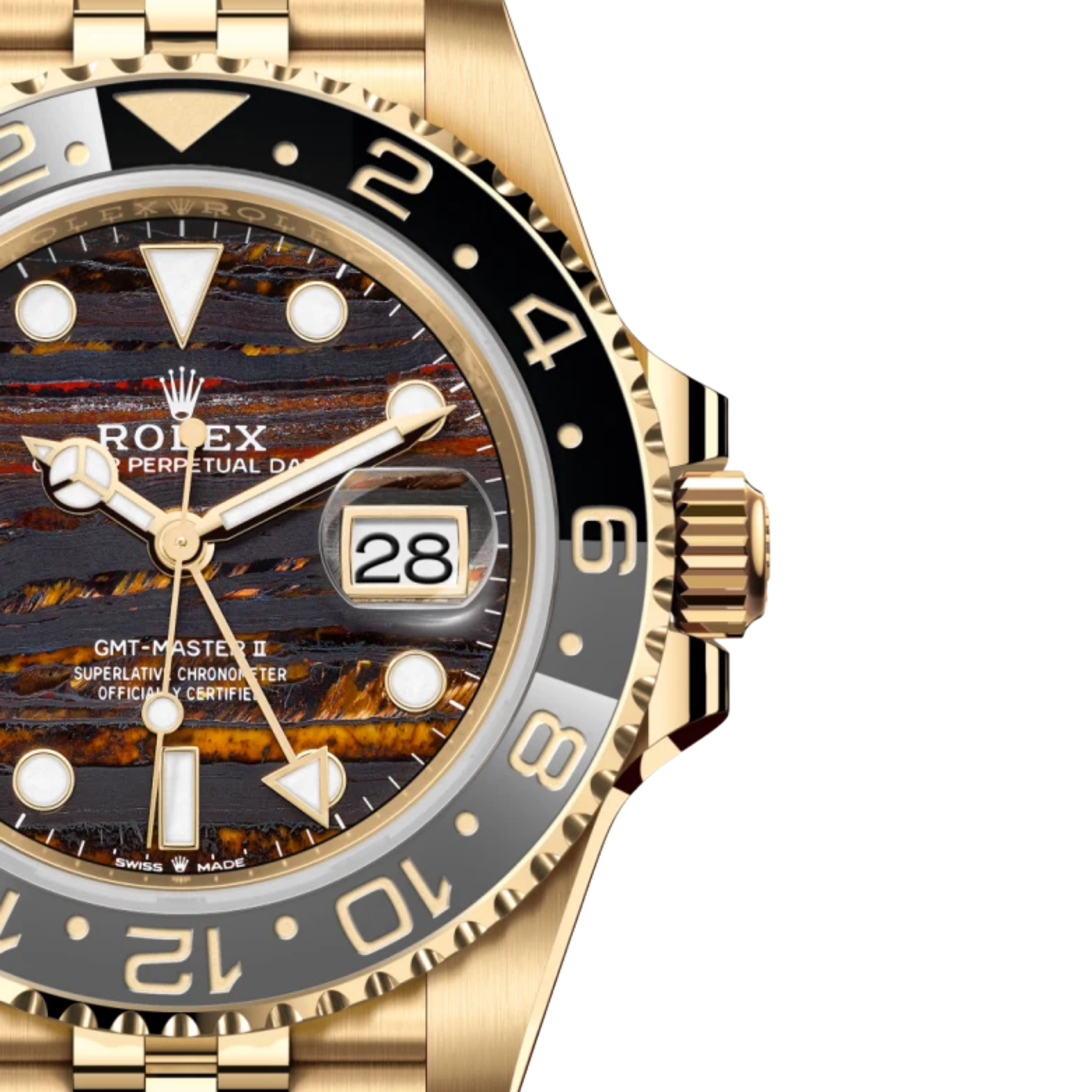 GMT-Master II 40mm Yellow Gold Tiger Iron Dial Jubilee 126718GRNR