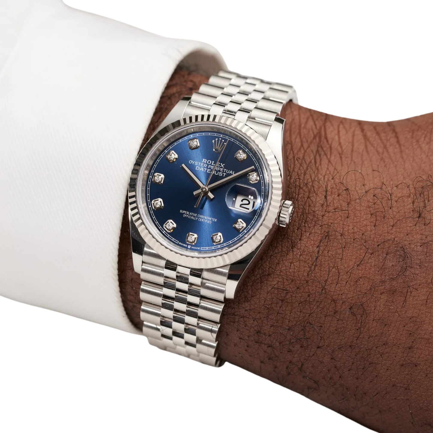 Datejust 36mm Steel & White Gold Blue Dial Diamonds m126334-0016
