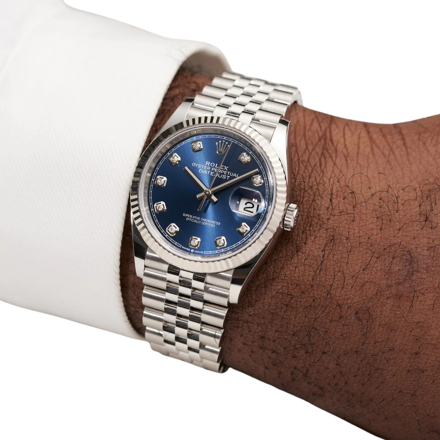 Datejust 36mm Steel & White Gold Blue Dial Diamonds m126334-0016