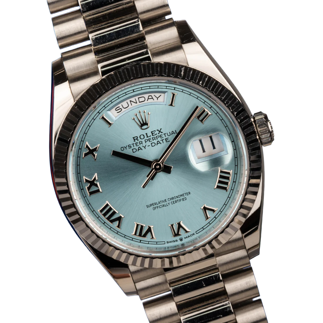 President Day-Date 36mm Platinum Ice Blue Mens Watch 128236-0008