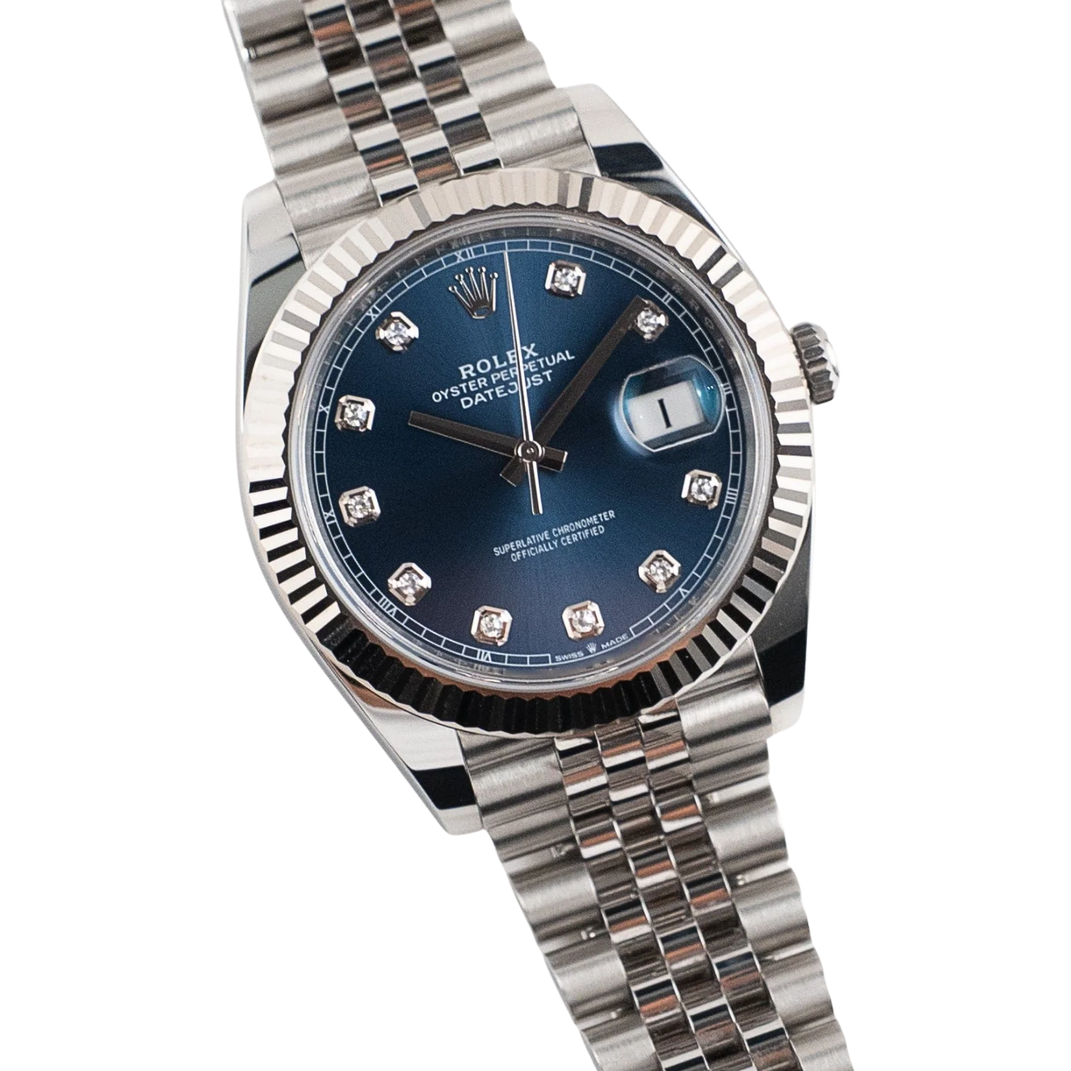 Datejust 36mm Steel & White Gold Blue Dial Diamonds m126334-0016