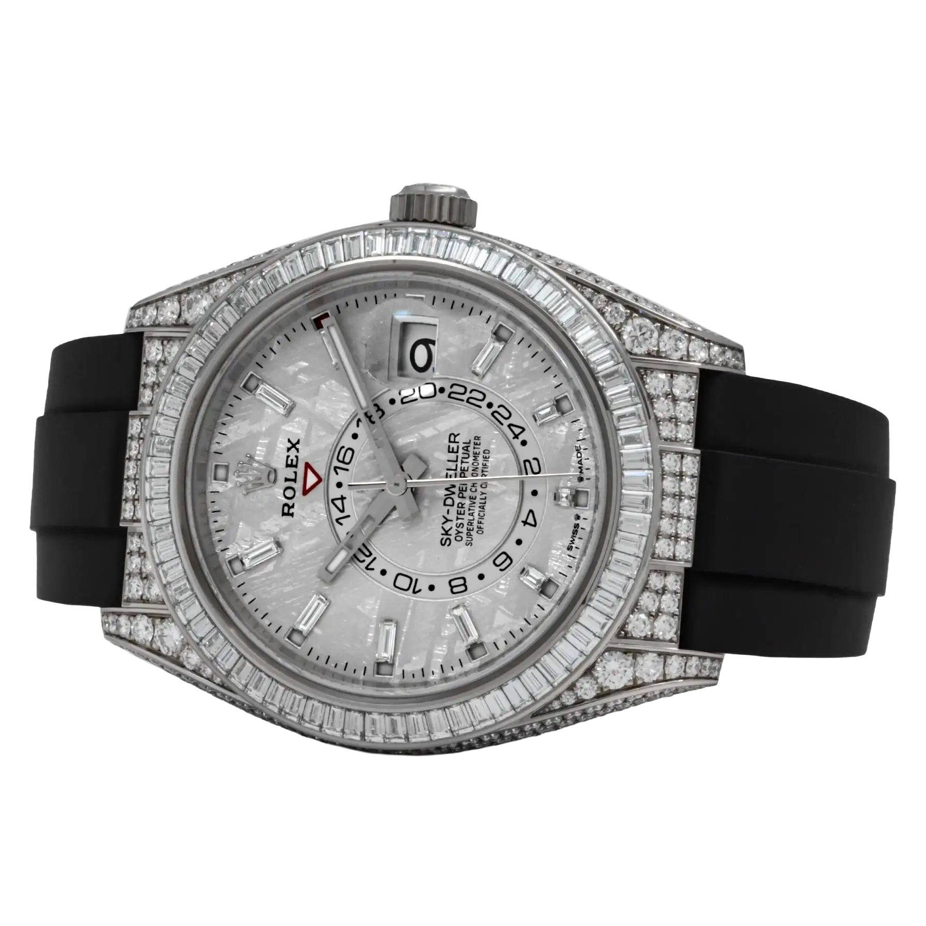 Sky-Dweller 42mm 18K White Gold Meteorite Dial Diamond Watch 326259TBR