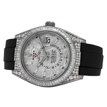 Sky-Dweller 42mm 18K White Gold Meteorite Dial Diamond Watch 326259TBR