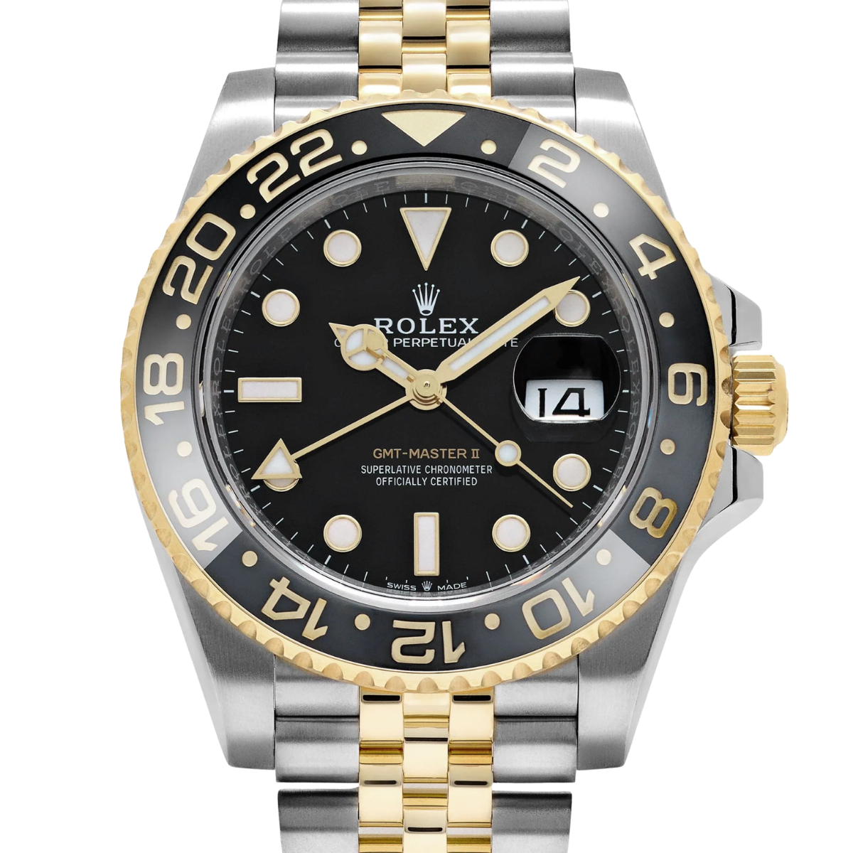 GMT-Master II  40mm Stainless Steel Yellow Gold Black Dial Jubilee 126713GRNR-0001