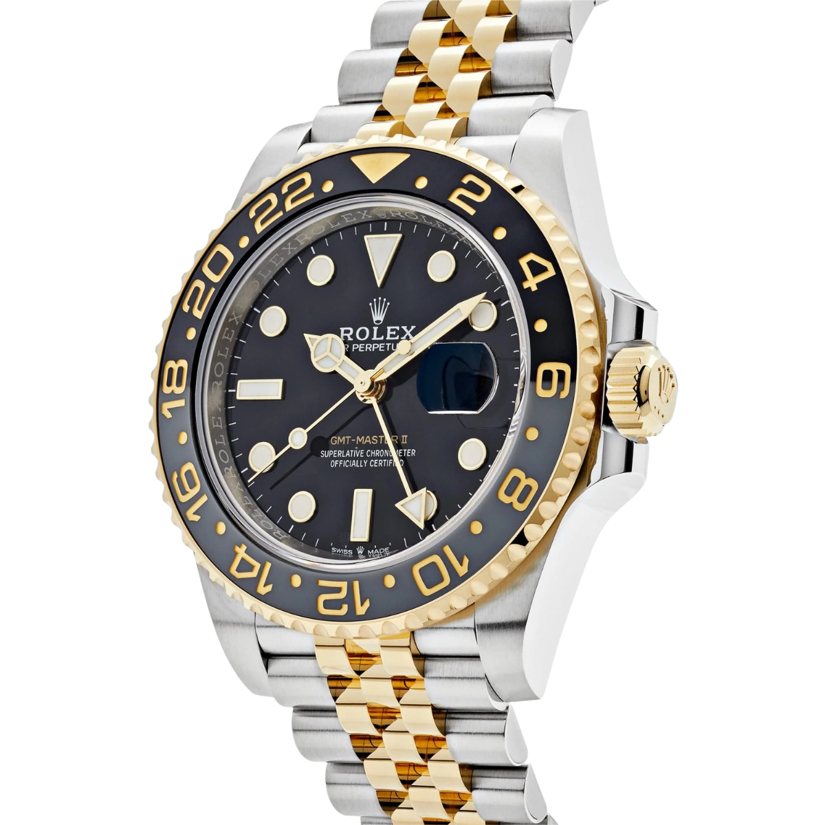 GMT-Master II  40mm Stainless Steel Yellow Gold Black Dial Jubilee 126713GRNR-0001