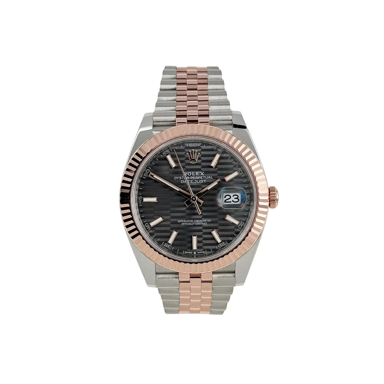 Datejust 41 126331 Rose Gold Stainless Steel Grey Motif Dial Jubilee