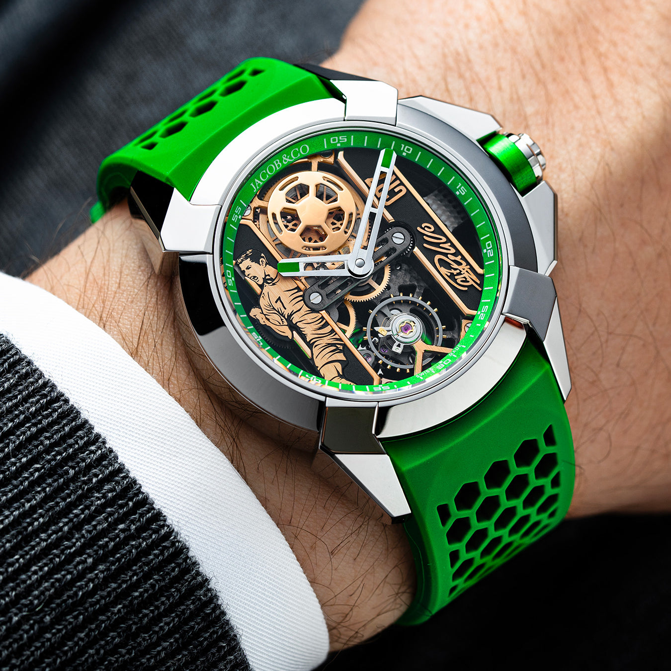 Epic X CR7 44mm Heart of CR7 Stainless Steel Green on Strap EX120.10.AD.AA.ABRUA