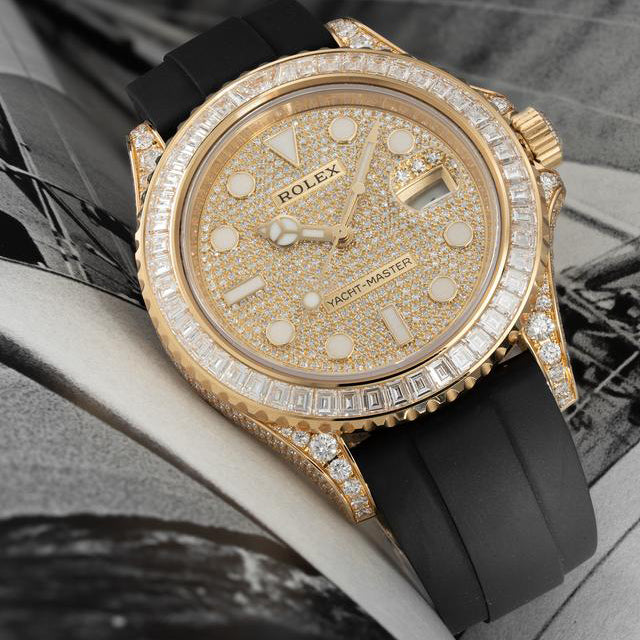Yacht-Master 226668TBR, 18K Yellow Gold, Pave Index Dial, Oysterflex Bracelet, 42 mm