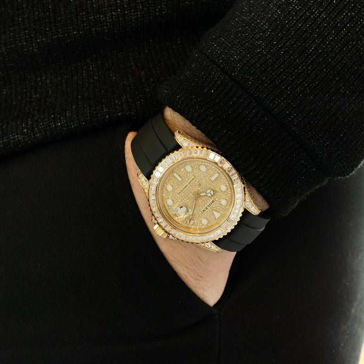 Yacht-Master 226668TBR, 18K Yellow Gold, Pave Index Dial, Oysterflex Bracelet, 42 mm