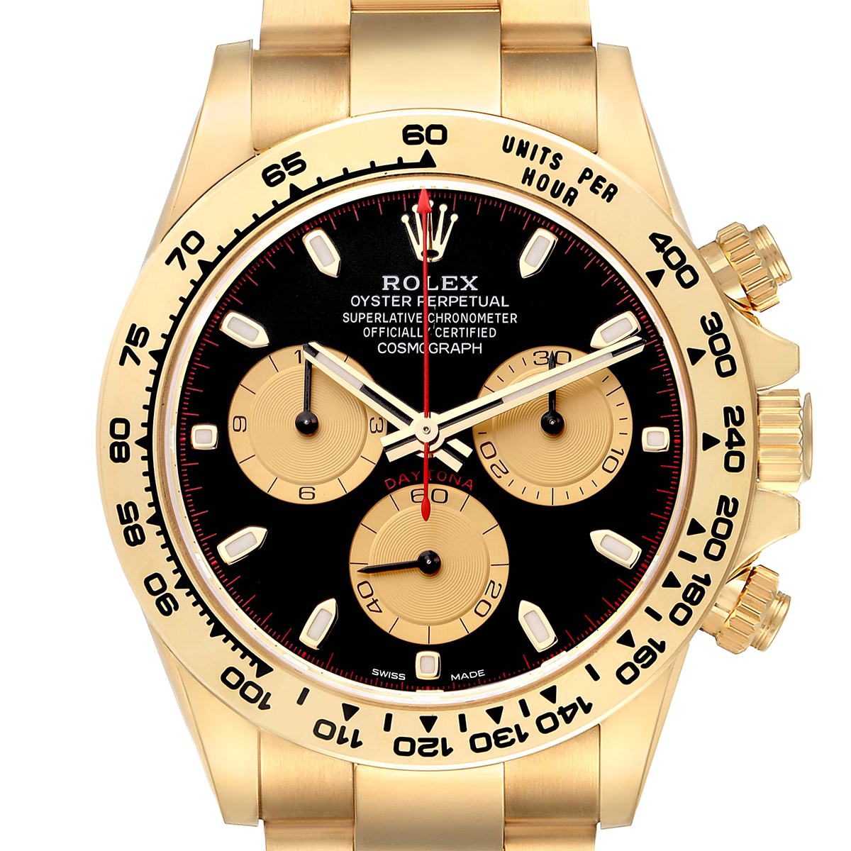 Daytona 40mm Black Dial Yellow Gold Mens Automatic Watch 116508