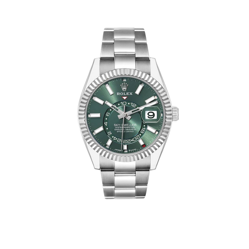 Sky-Dweller 42mm Steel White Gold Green Dial Mens Watch 336934