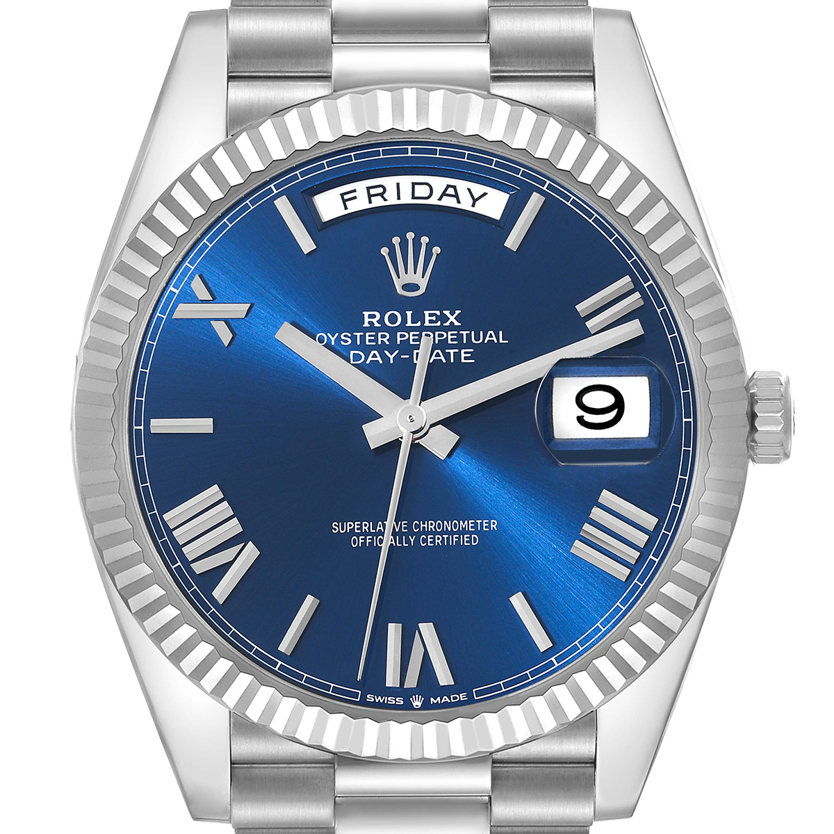 President Day-Date 40mm Blue Dial Platinum Mens Watch 228236