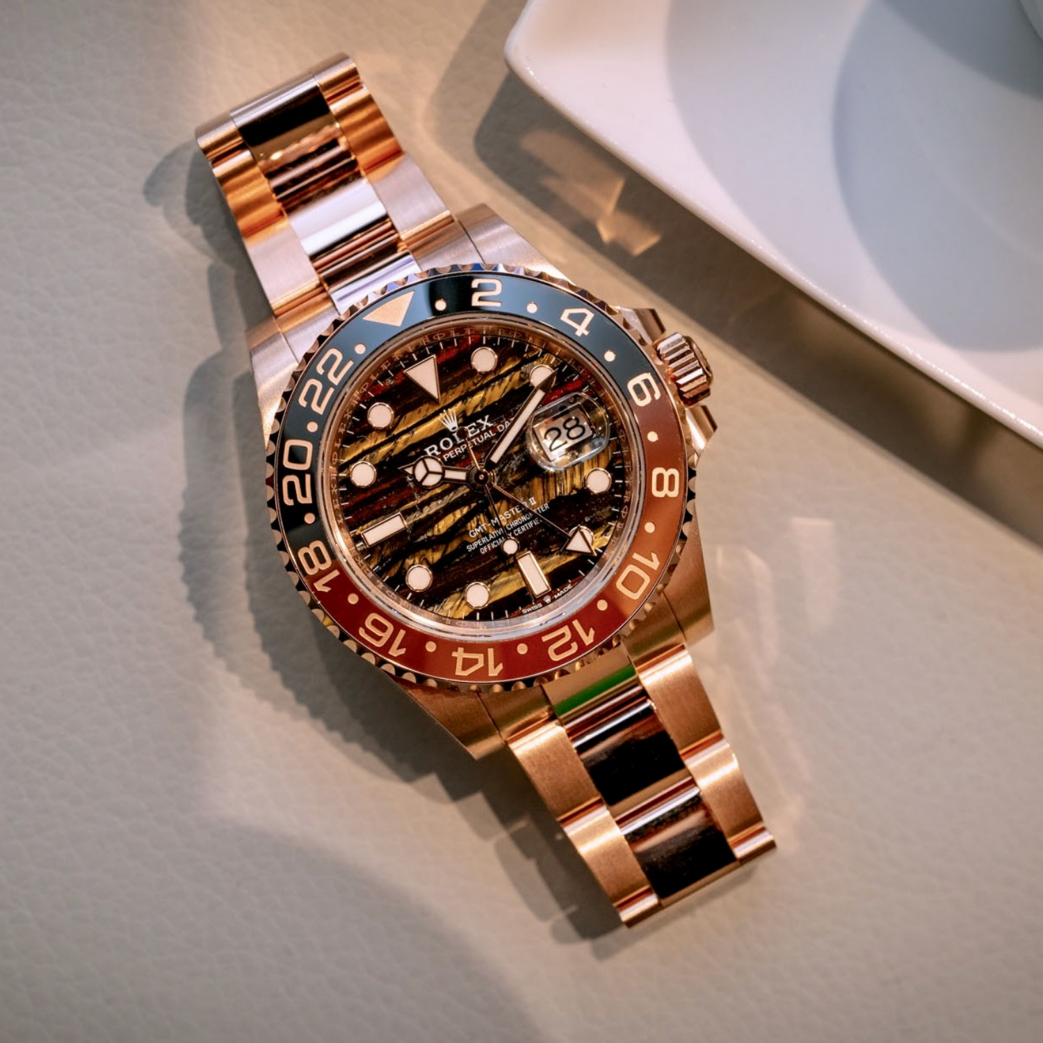 GMT-Master II 40mm Rose Gold Tiger Iron Dial Oyster 126715CHNR