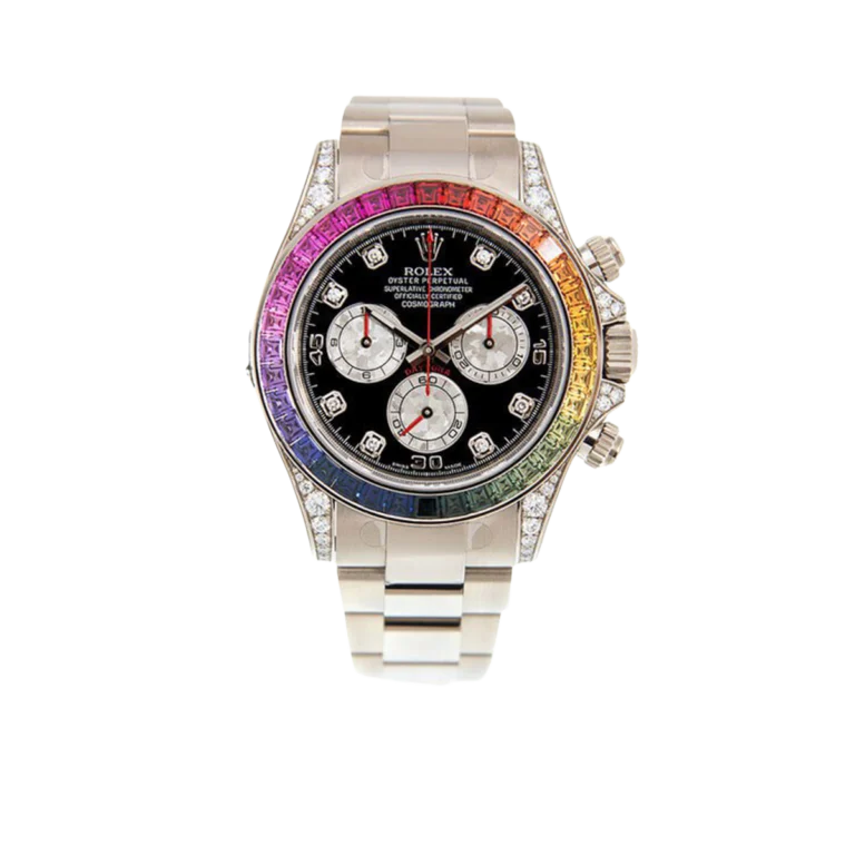 Daytona 116599RBOW Rainbow White Gold Black Diamond Dial Sapphire Bezel